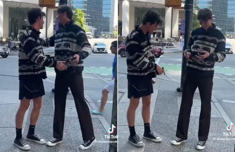 Shawn Mendes cruza fã na rua usando roupa igual a dele